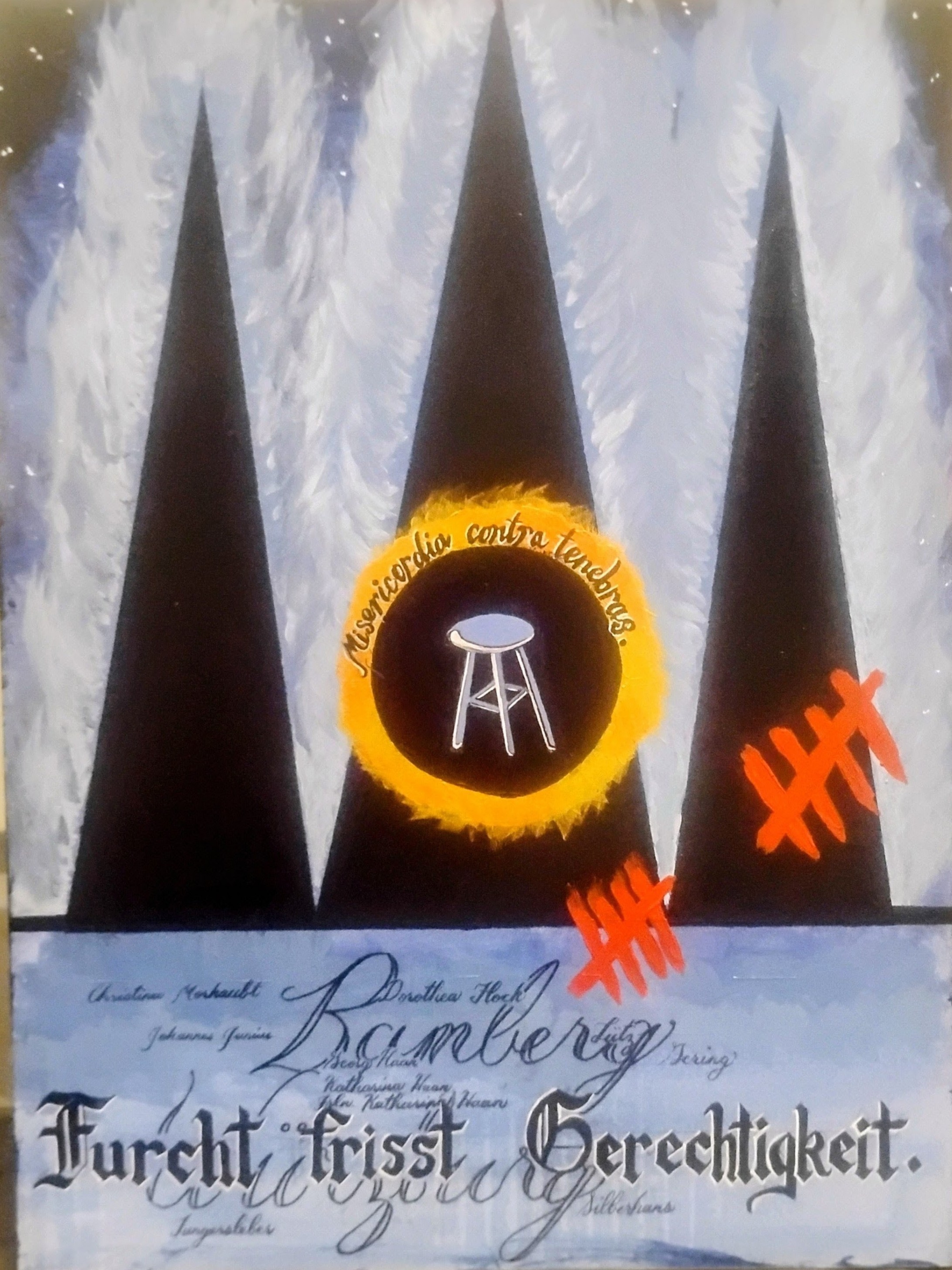 Expressive red and gold abstract calligraphy