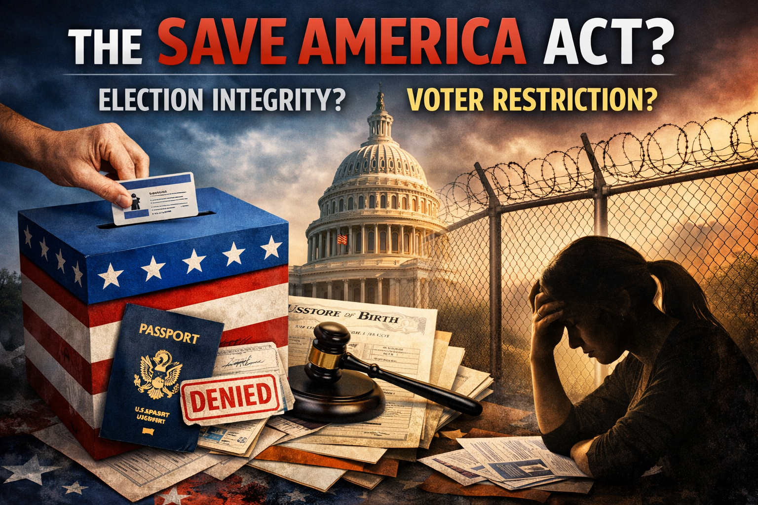 SAVE America Act voter restriction illustration